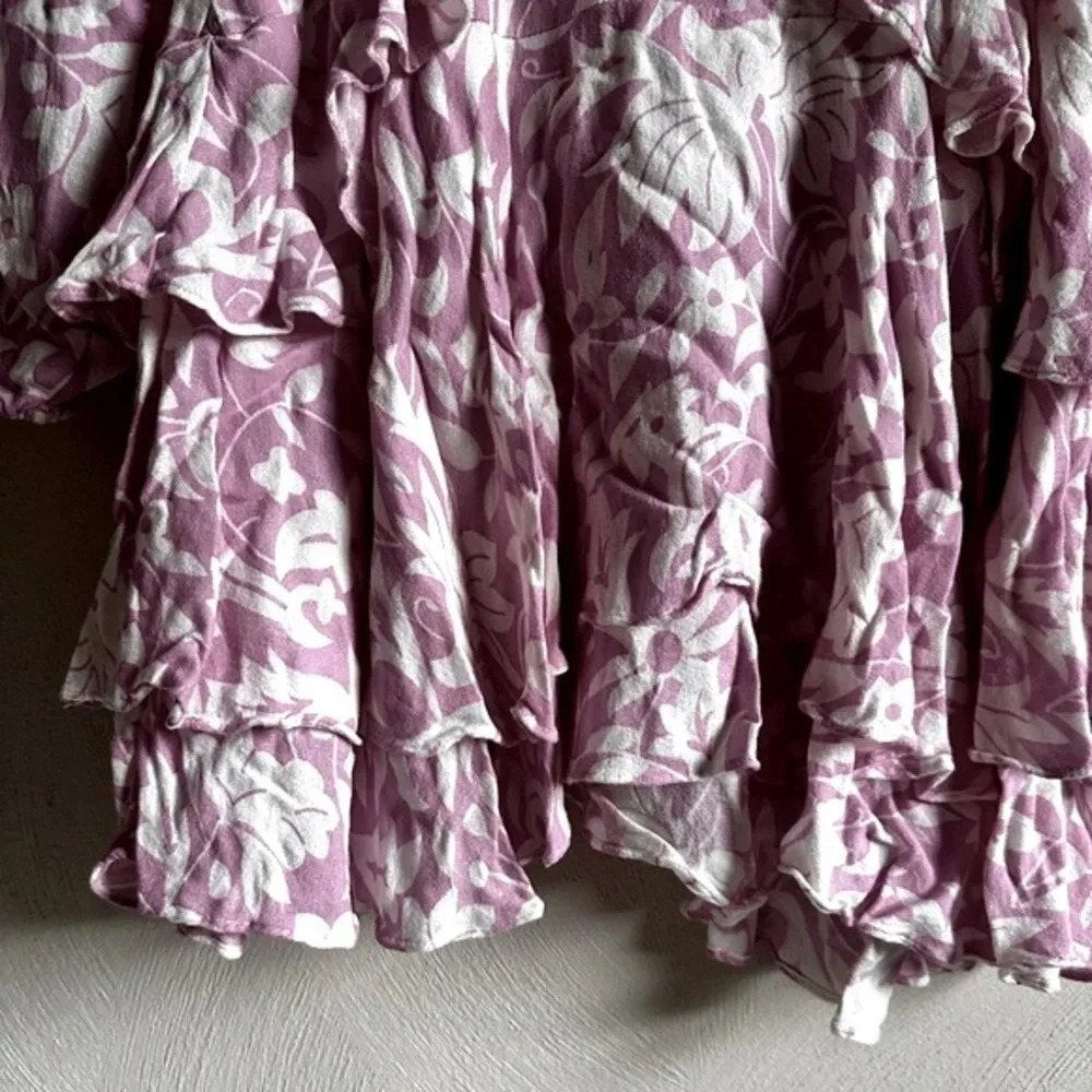 Free People Rebecca Floral Ruffle Mini Dress in baby pink. Size S - Picture 10 of 11
